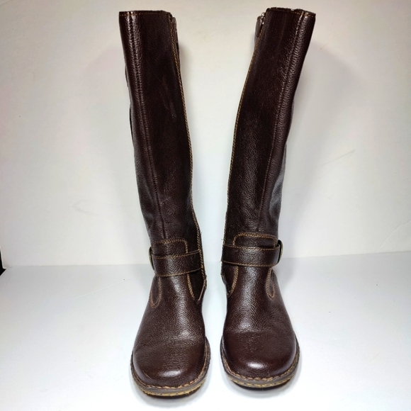 BOC Dark Brown Flat Heeled Inner Zipper Leather Boots Womens Shoe Size 7M - Picture 3 of 11